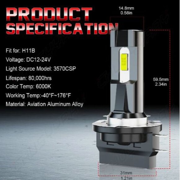 H11B LED Headlight Bulbs For FORD FIESTA 2011 2012 2013 Low Beam Kit White 6000K - Picture 5 of 5